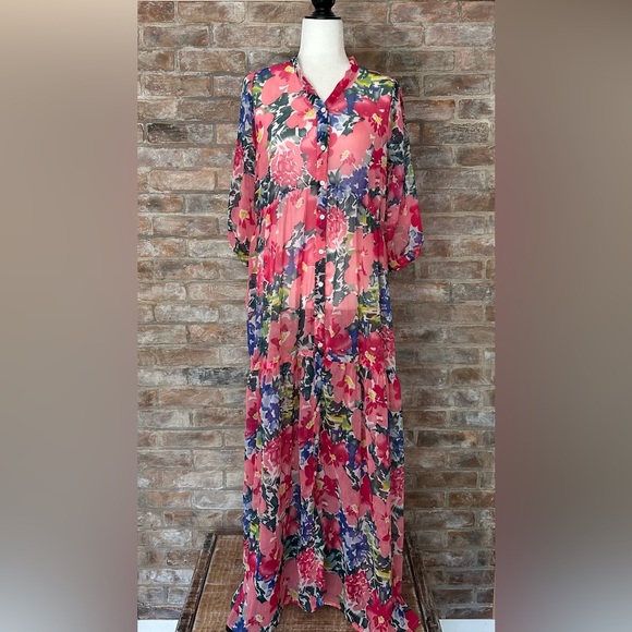 Sheer Floral Maxi Dress by Stop (M) - Picture 3 of 8